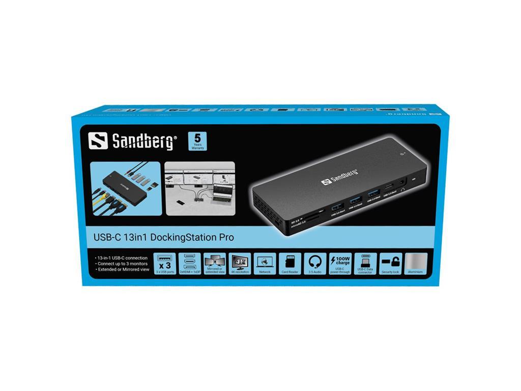 Sandberg USB-C hub razdjelnik Pro, 13-v-1