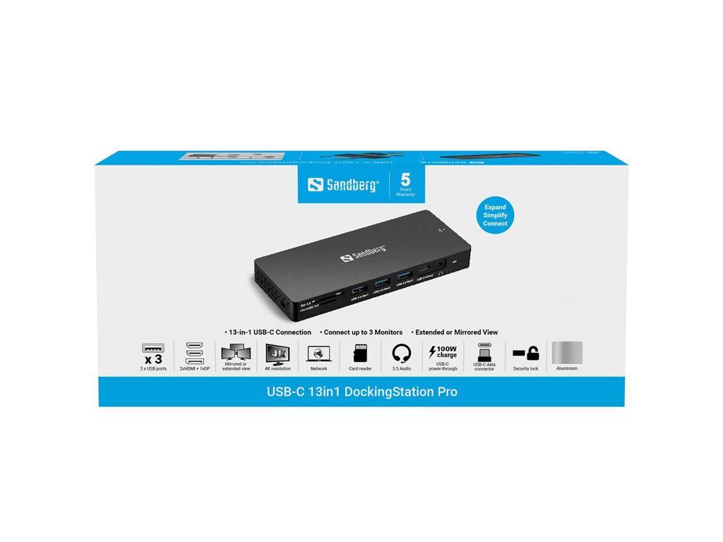 Sandberg USB-C hub razdjelnik Pro, 13-v-1