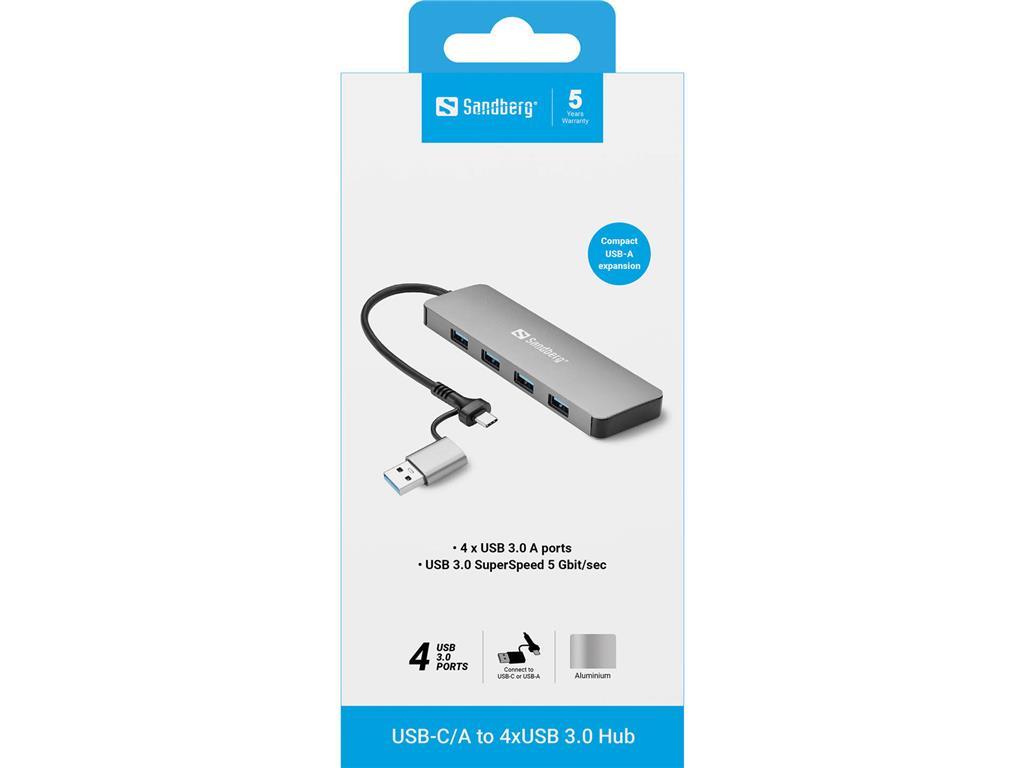 Sandberg Sandberg USB-C/A na 4xUSB 3.0 hub