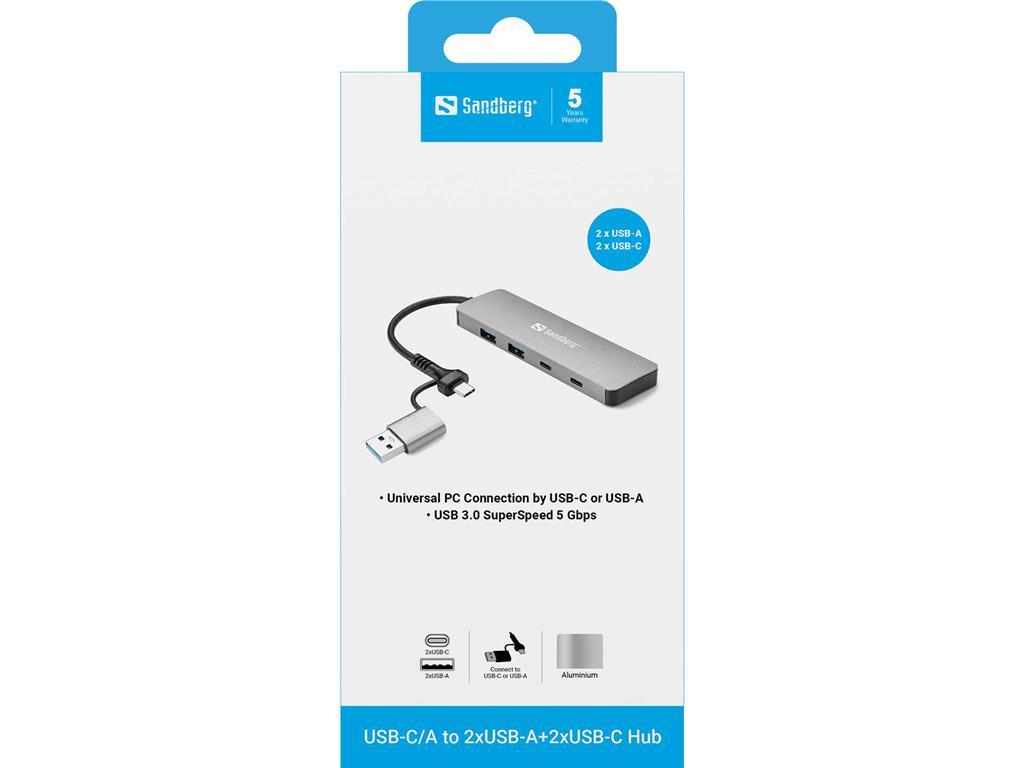 Sandberg Sandberg USB-C/A na 2xUSB-A+2xUSB-C hub