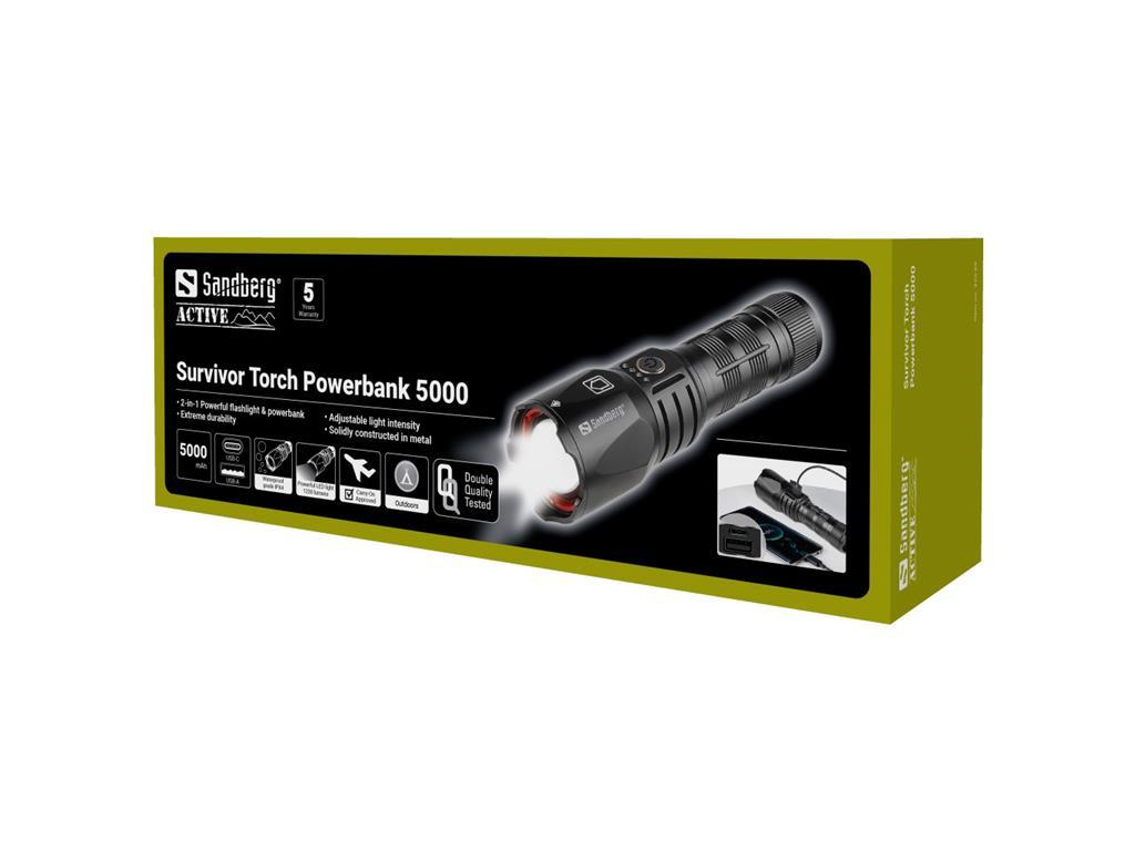 Sandberg Ručna lampa s baterijom Powerbank 5000