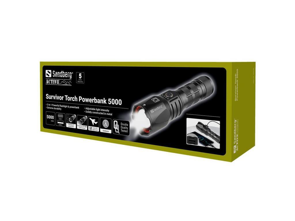 Sandberg Ručna lampa s baterijom Powerbank 5000