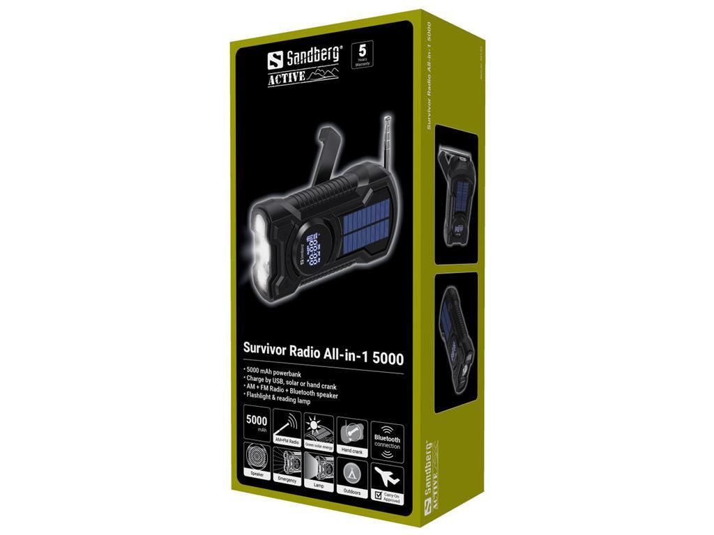 Sandberg Baterija powerbank+radio Vse-v-1, 5.000