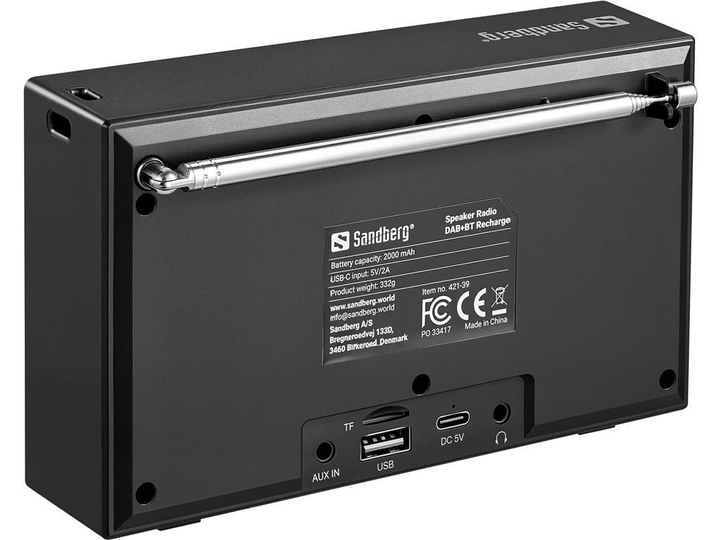 Sandberg Radio DAB z Bluetooth, zvočnik 3W