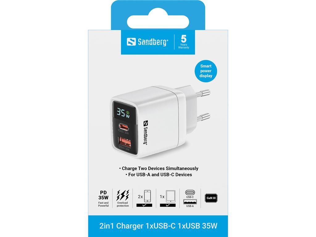 Sandberg Sandberg 2-u-1 punjač 1x USB-C 1x USB