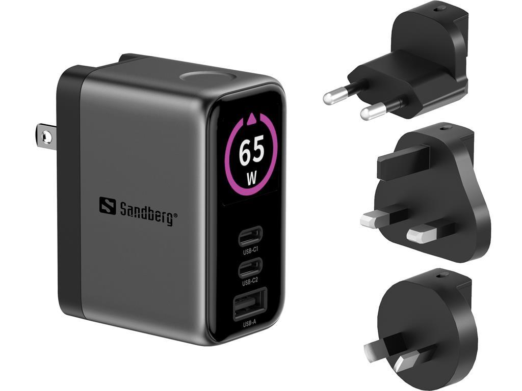 Sandberg Travel Charger PD65W Display