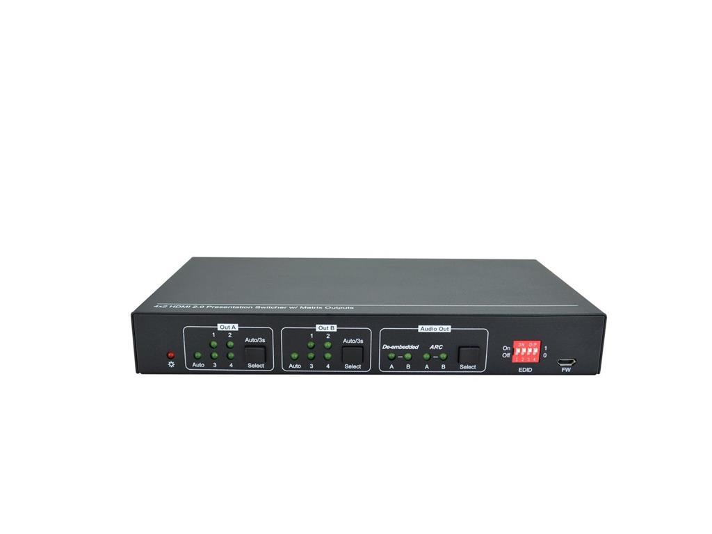 Vivolink Matrično stikalo HDMI 2.0 4x2, HDCP 2.2